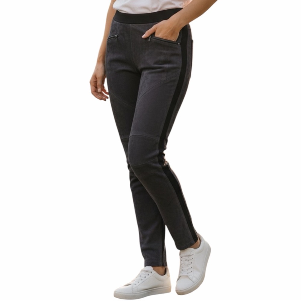 BLANKNYC Suede Leather Moto Leggings Pants, Size 27 Charcoal/Black NWT